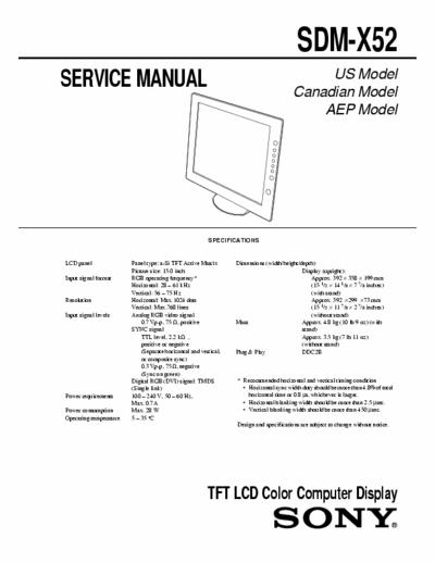 Sony SDM-X52 LCD service manual